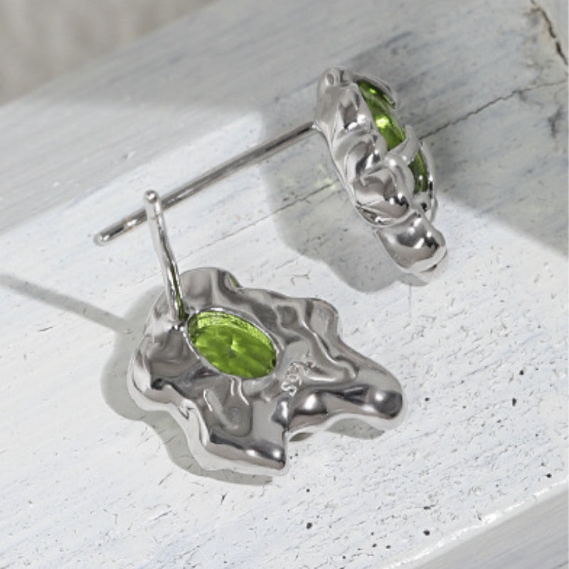 Amebelle® - Olive Green Lava Textured Earrings